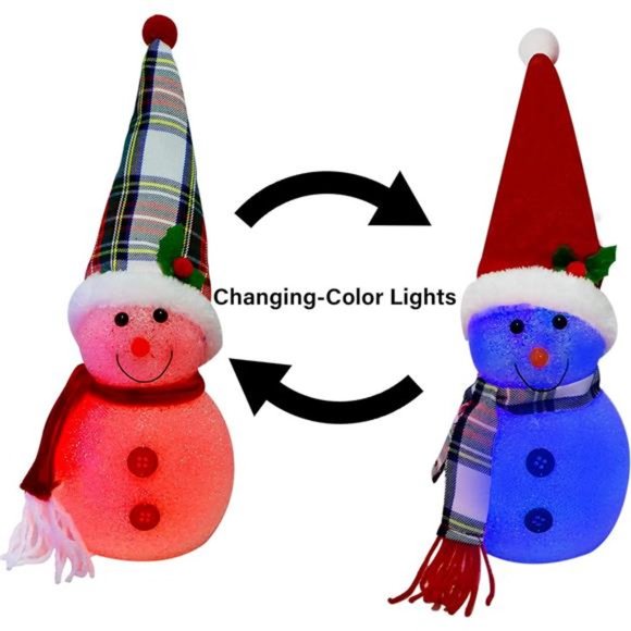 2Pcs Lighted Snowman Christmas Table Decorations Changing LED Lights 12 x 4 Inch - Picture 7 of 7